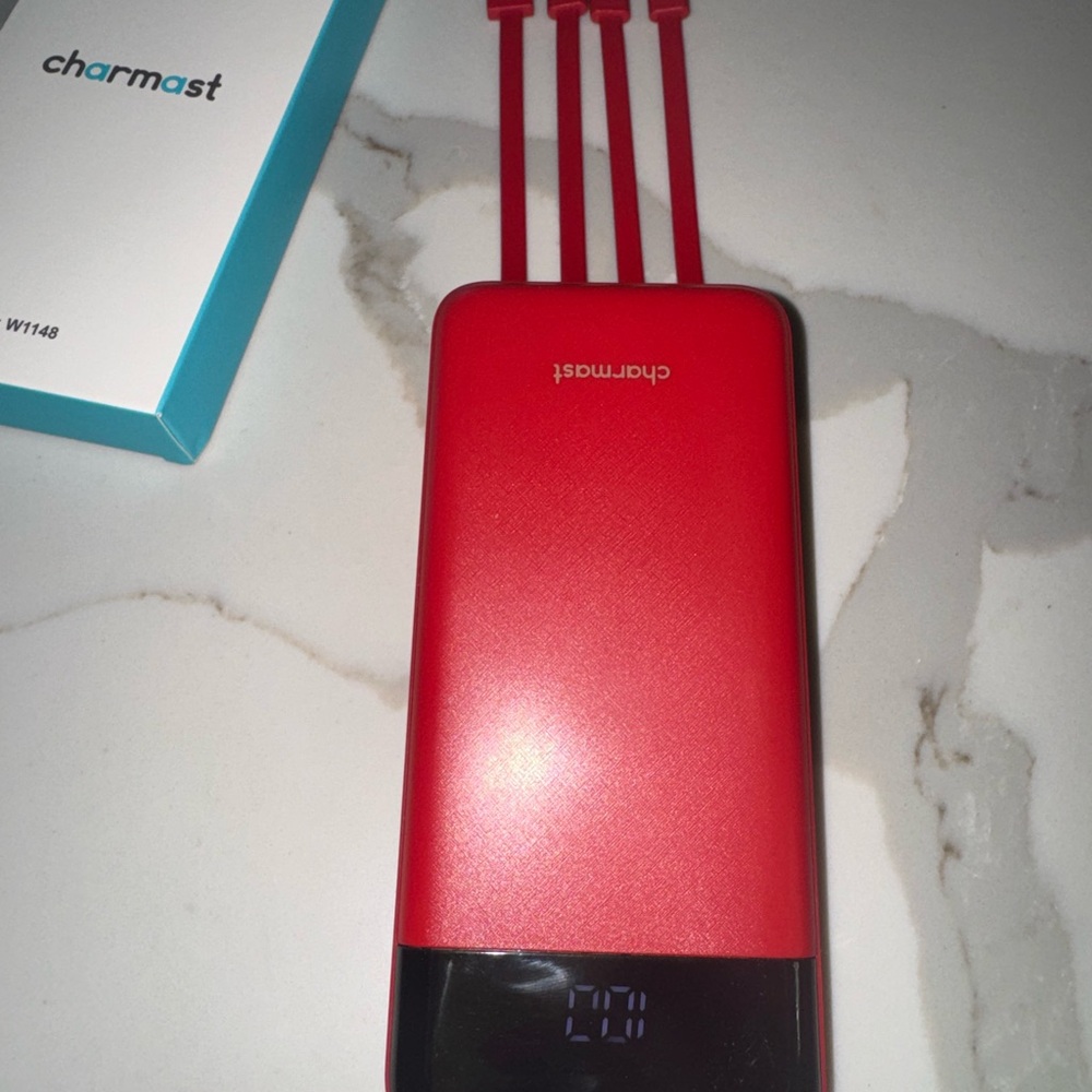 Charmast Red portable Power Bank with Multiple Ports brand new - travel must